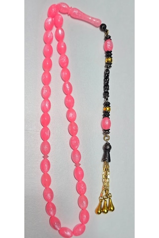 Ağır Püsküllü Pembe Opal Benzetme Tesbih Açık Pembe