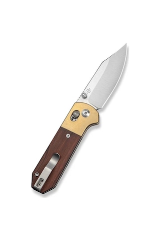 Civivi Yonder Clip Point Guibourtia Wood Handle And Stonewashed Brass Bolsters Satin Finished 14c28n Blade Kamp Çakı Kahverengi