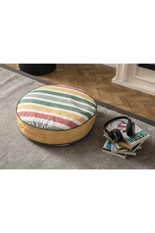 Çok Renkli Yuvarlak Puf Yer Minderi, 60 X 60 Cm