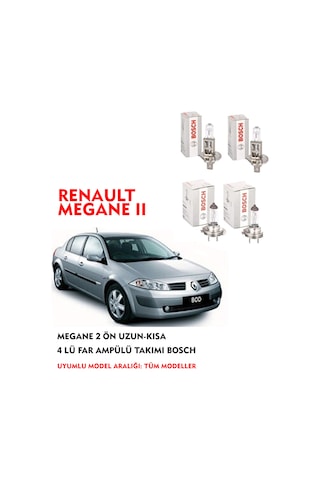 MEGANE 2 ÖN UZUN-KISA 4 LÜ FAR AMPÜLÜ TAKIMI BOSCH