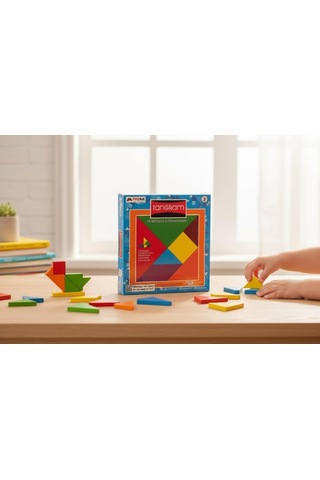 Tangram Montessori Eğitim Oyunu - Ahşap Zeka Ve Şekil Geliştirme Seti 7 Parça
