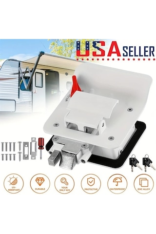 Dream011 Beyaz Rv Çift Anahtarlı Kapı Kilidi, Paslanmaz Çelik, Pratik Mekanik Kilit Kolu, Kolay Montaj