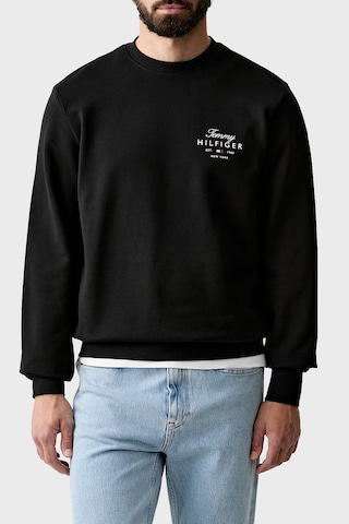 Tommy Hilfiger Logolu Pamuklu Regular Fit Bisiklet Yaka Sweat Erkek Sweat Mw0mw43218 Bds Siyah