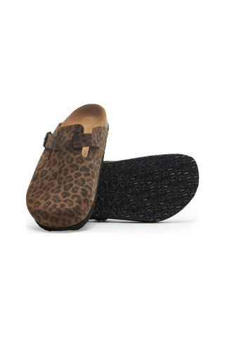 Comfortfusse Capri - Erkek Ortopedik Hakiki Deri Sabo Terlik Leopar Baskılı Deri