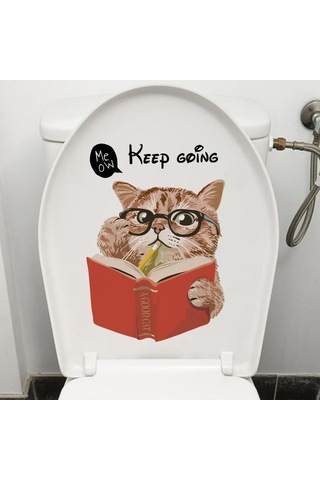Özel Üretim Farklı Tasarım Yaratıcı Fikir Decohandy Klozet Etiketi Keep Going Kedi
