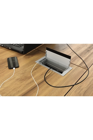 Metalline® Push-line Bas-Aç Masaüstü Priz Kutusu Usb - Natürel El