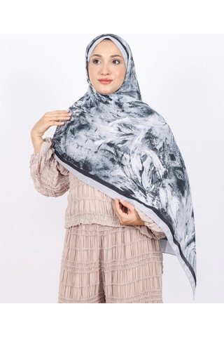Luissa Bambu Kraş Şal Pastel Desen Siyah Gri