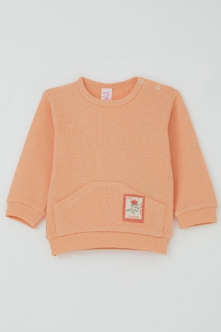 Breeze Kız Bebek Pijama Takımı Omuzdan Patlı Çiçek Baskı Armalı 4 Ay-1 Yaş, Somon Somon
