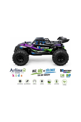50 Km Hız Yapan Elektrikli Araba Uzaktan Kumandalı 4x4 Arazi Aracı Off-road Araba Mor