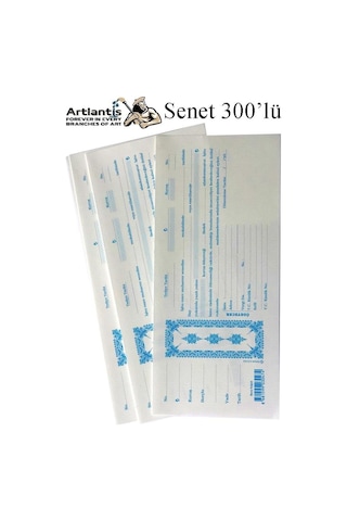 Artlantis Senet Koçanı 300 Lü 1 Paket Senet Bono Borç Alacak Senedi Poşetli 12x25 Cm Çok Renkli