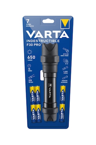 Indestructible F30 Pro El Feneri 4 Adet Aa Alkalin Pil Dahil Siyah