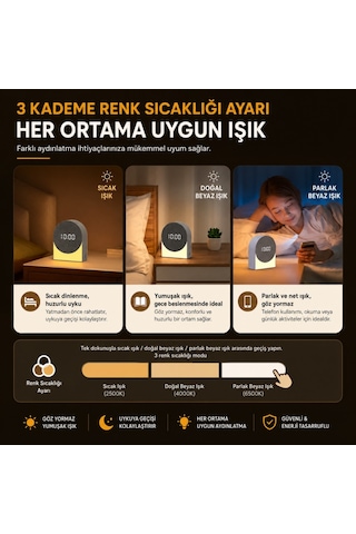Polham 4in1 Arada Bluetooth Uyku Hoparlörü Gece Lambası, Dijital Saat, Alarm Ve Rahatlatıcı Uyku Sesleri