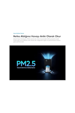 Akıllı Hava Temizleyici Pro H13 Hepa Filtreli 450 M3 Uv Negatif İyonlu Wi-fi Kontrollü 54 M2 Çok Renkli