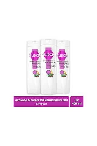Elidor Avokado ve Castor Oil Nemlendirici Etki Şampuan 3 x 400 ML