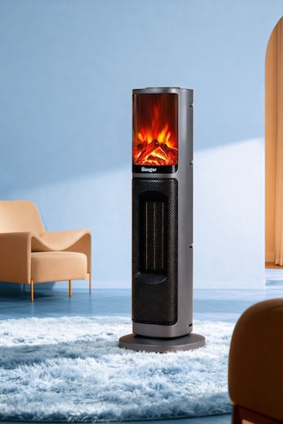 Hoogar German 2075 L Grey Oben Seri Oled Şömineli Ekran Dijital Kule Tipi Turbo Hızlı Isıtıcı