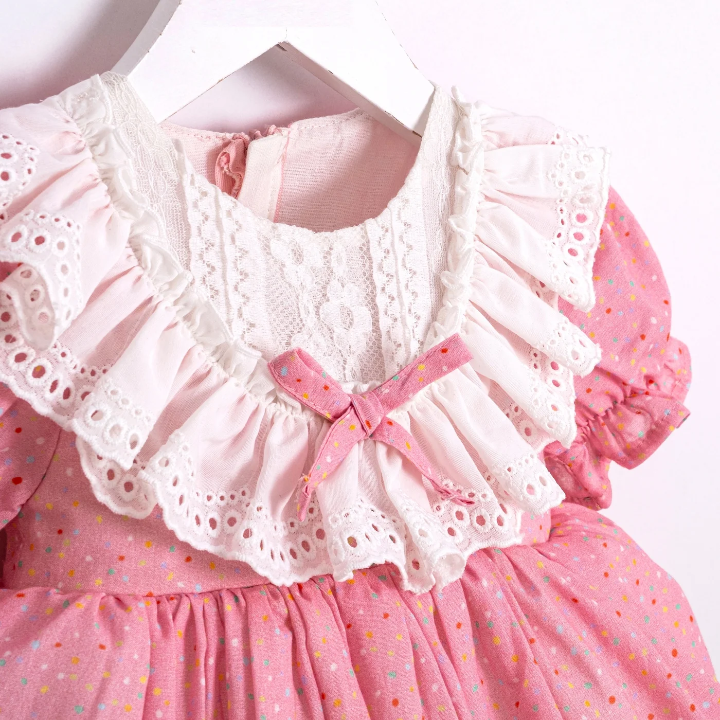 Momercy Candy Pembe Renkli Puantiyeli Kız Bebek Elbise
