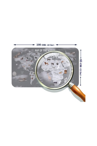 Eğitici Dünya Haritası Dünya Atlası Çocuk Ve Bebek Odası Duvar Sticker -60x105-3811 Çok Renkli