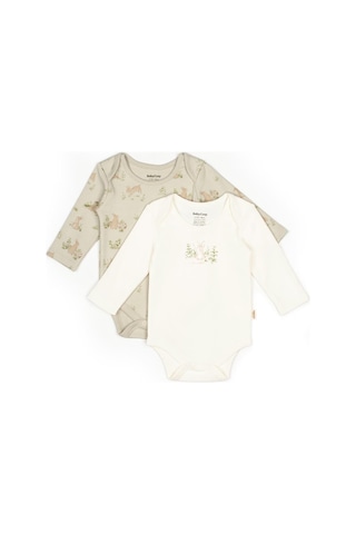 BabyCosy Bebek 2li Uzun Kollu Badi %100 Organik Pamuk, Bebek Ve Yenidoğan Serisi - Csy5789 Ecru