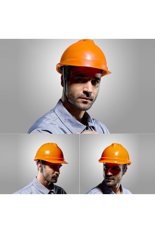 Symbee Abs Malzeme Konstrüksiyon Kaskı - Konforlu, Havalandırmalı, Çok Nokta Tamponlu Turuncu Yüksek Konfigürasyon Döner Tip