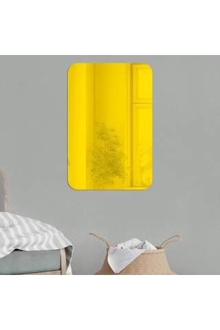 Novahub 4 Adet 42cm Yuvarlak Köşe Akrilik Ayna, Gümüş, Stereo Duvar Stickerları Dikdörtgen Model Diğer