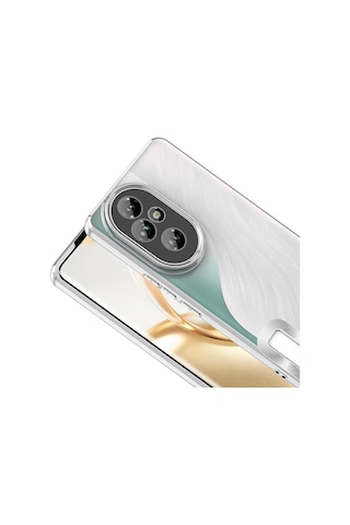 Honor 200 Kılıf Kamera Korumalı Logo Gösteren Omega Kılıf Gümüş
