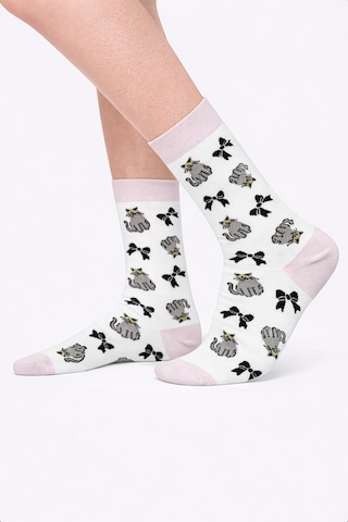 Carnaval Socks Çoklu Kedi Desenli Beyaz Unisex Soket Çorap 2000386