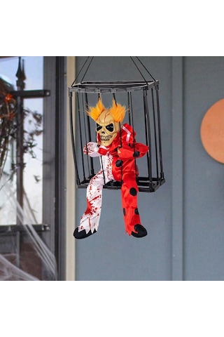 Hareketli Sesli Sensörlü Mahkum Joker İskelet Dekorasyon 22x27 Cm +3