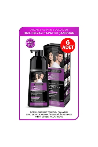 Hızlı Beyaz Ve Gri Kapatıcı Şampuan Siyah 420 Ml 6 Adet Tüm Saç Tipleri