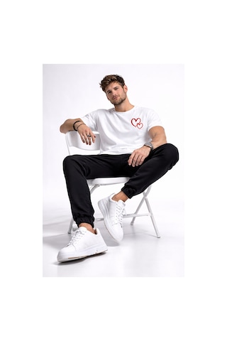 Sevgili Kombini Kalp Baskılı Oversize Çift Tişört Unisex Uyumlu P Mavi