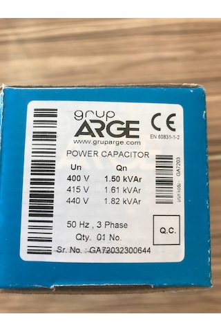 Gruparge 1.5/1.82 Kvar 400v/440v Kondansatör
