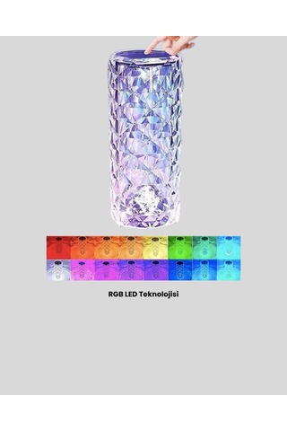 Kristal Rgb Led Masa Lambası Renkli Kumandalı Işık, Dekoratif Ve Enerji Tasarruflu Çokrenkli