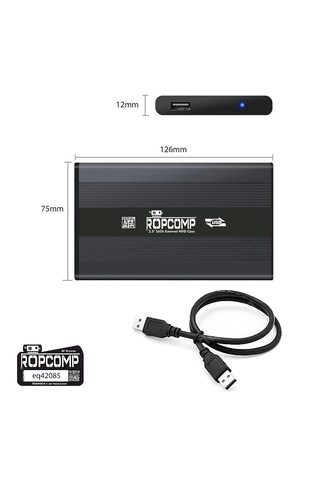 Ropcomp 2.5" Usb 2.0 Sata Harici Hdd Kutusu Type-c Dönüştürücülü