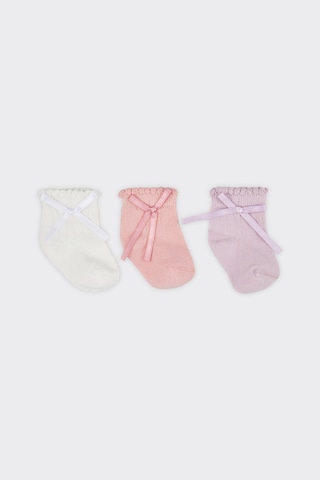 Panço Kız Bebek Fiyonklu Renkli Soket Çorap Set