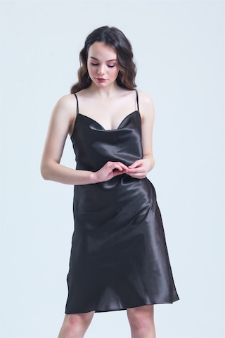 Magic Form 7790 Kadın Kahverengi Degaje Yaka Saten Gecelik Kahverengi