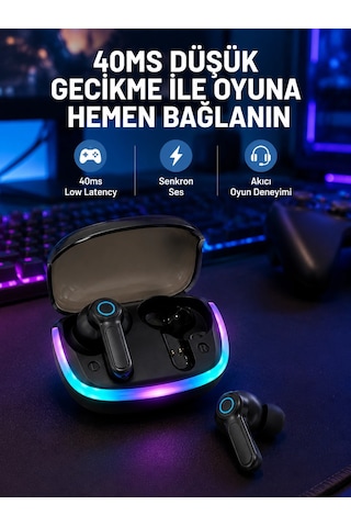 Rgb Şarj Kutulu Tws Kablosuz Kulaklık Bluetooth 5.4 Hd Voice Type-c Şarj Destekli