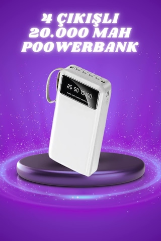 Powerbank Şarj Cihazı 4 Çıkışlı 20.000 Mah Powerbank Taşınabilir Çoklu Giriş