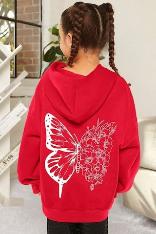 Uyguntarz Çocuk Baskılı Sweatshirt Unisex Kırmızı