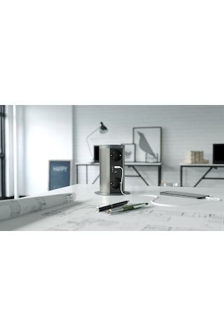 Metalline® Tower-line Bas-Aç Masaüstü Priz Kutusu Usb - Antrasit