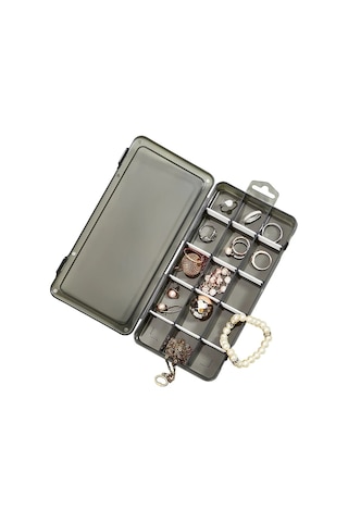 Bayev 10 Adet Füme 15 Bölmeli Ayarlanabilir Bölmeli Düzenleyici Takı Boncuk Ilaç Yüzük Kutusu Organizer