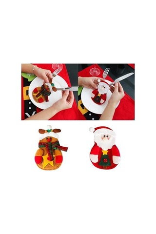 Lijinxu Elk Deer Noel Çatal Bıçak Tutucu Gümüş Tatil Masa