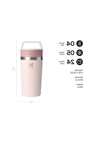 Paslanmaz Çelik Sızdırmaz Termos Bardak, Pembe Kuvars, 0.35 Litre Açık Ahşap