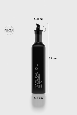 Renga Urla Yazı Desenli 500 Ml Cam Yağlık 152073 Mat Siyah Siyah