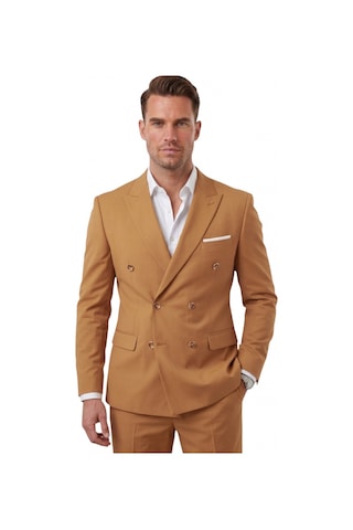 Deep Sea Deepsea Erkek Camel Premium Collection İtalyan Kesim Likralı Kruvaze Takım Elbise 2600643