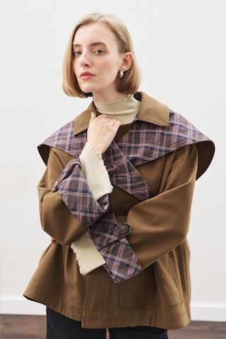 Greta Şal Detaylı Parka Ceket Haki Haki