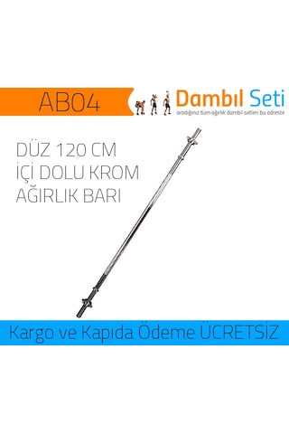 Leyaton Düz Bar 120 Cm Krom Ağırlık Barı Halter Barı