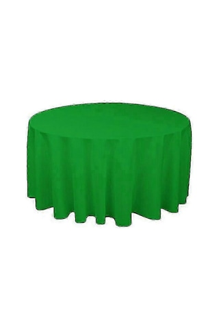 Düğün Partisi İçin Beyaz Siyah Kırmızı Mavi Altın Çapında 220cm Yeşil Polyester Yuvarlak Masa Örtüsü Diğer