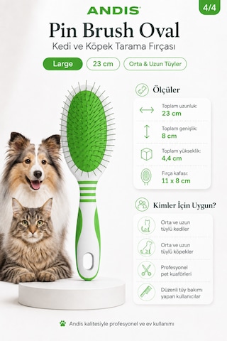 Andis Pin Brush Oval Kedi Ve Köpekler İçin Hassas Tarama Fırçası Medium