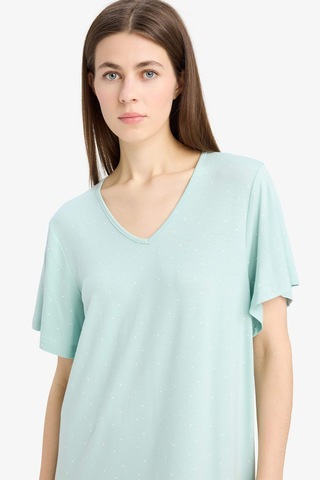 DeFacto V Yaka Kısa Kollu Gecelik-Fall in Love E0269AX25SPGN1169