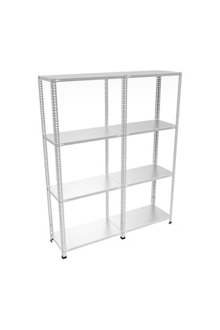 Çelikrafburada 4 Katlı 2 Li Bitişik Çelik Galvaniz Arşiv Rafı Depo Rafı Kiler Rafı 31x75x200 Dx51 Kalite Gümüş