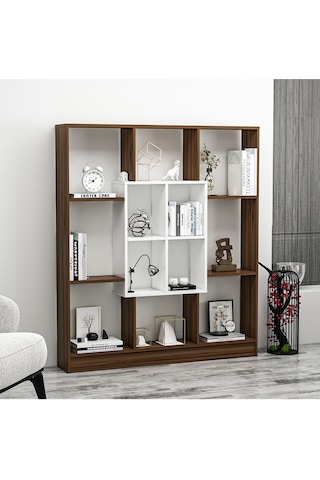 Mars Kitaplık - Ceviz / Parlak Beyaz